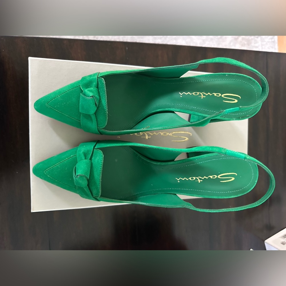 Seychelles Green Suede Heels with Pointed Toe